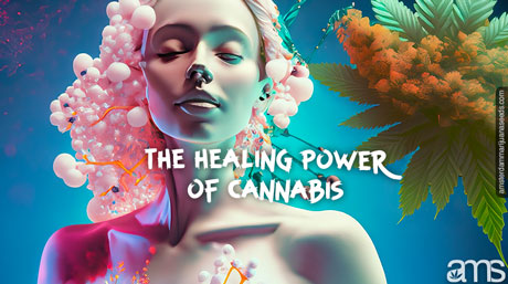 high cbd marijuana seeds healing power Woman pervaded by healing marijuana molecules