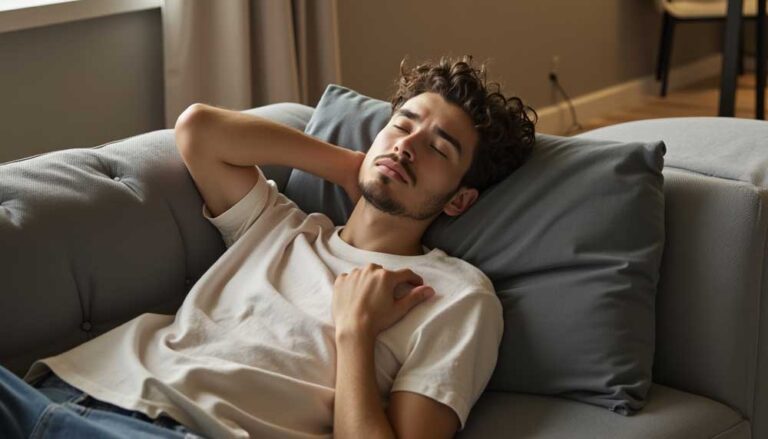 A cozy, laid-back scene showing the common stereotype of weed and laziness—exploring how cannabis affects energy and motivation.