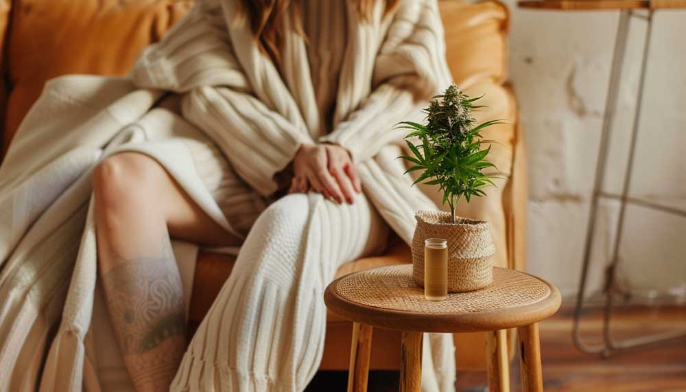 Relaxed person using cannabis for stress relief – adrenal fatigue and cannabis