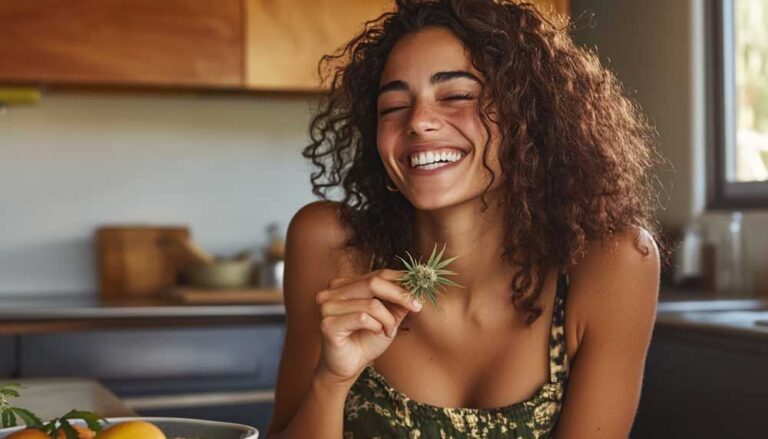 Slim person relaxing with a joint in hand – why does weed make you skinny concept