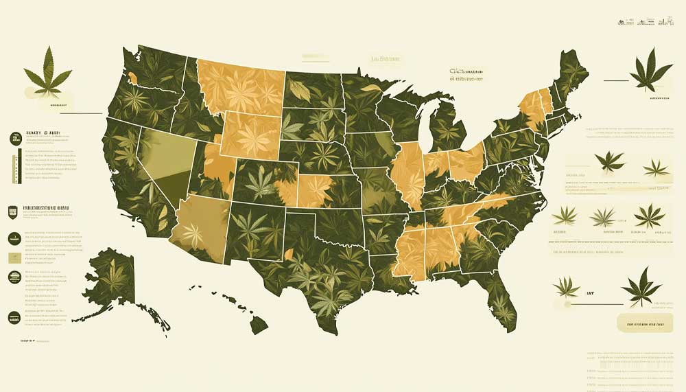 Map showing how much is a pound of weed by state based on market trends and legality.