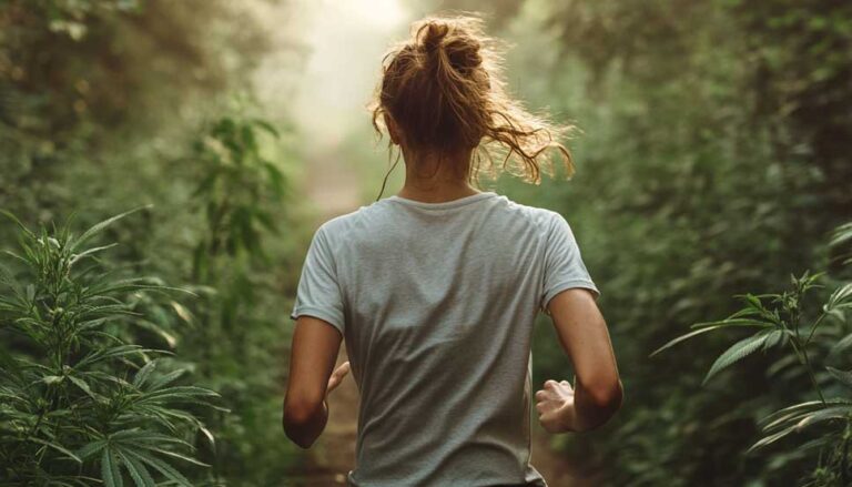 Runner enjoying outdoor workout combining weed and gym for better focus and endurance